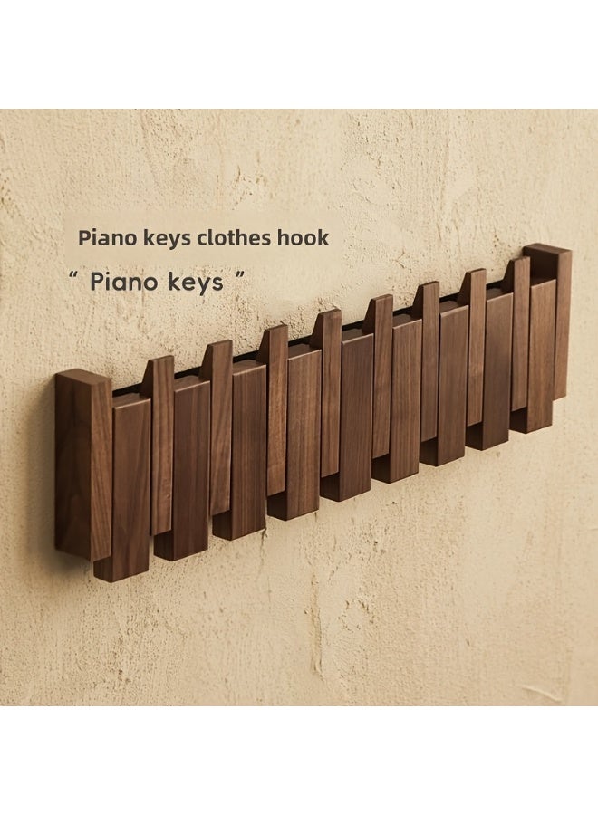 uoobox Creative Piano Key Wall Rack, Wall Mounted Coat Hook,  Hanging Storage Rack, Solid Wood Clothes Hanger, Hat Rack, For Bedroom, Entryway, Foyer, Mudroom, Wall Decor Aesthetic Room Decor  - Image 1