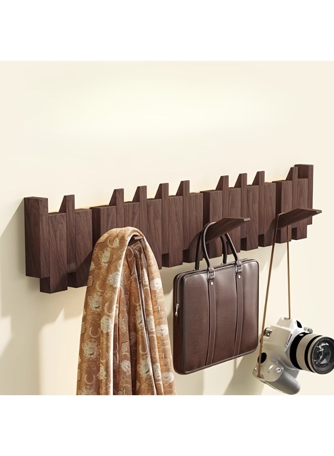 uoobox Creative Piano Key Wall Rack, Wall Mounted Coat Hook,  Hanging Storage Rack, Solid Wood Clothes Hanger, Hat Rack, For Bedroom, Entryway, Foyer, Mudroom, Wall Decor Aesthetic Room Decor  - Image 4