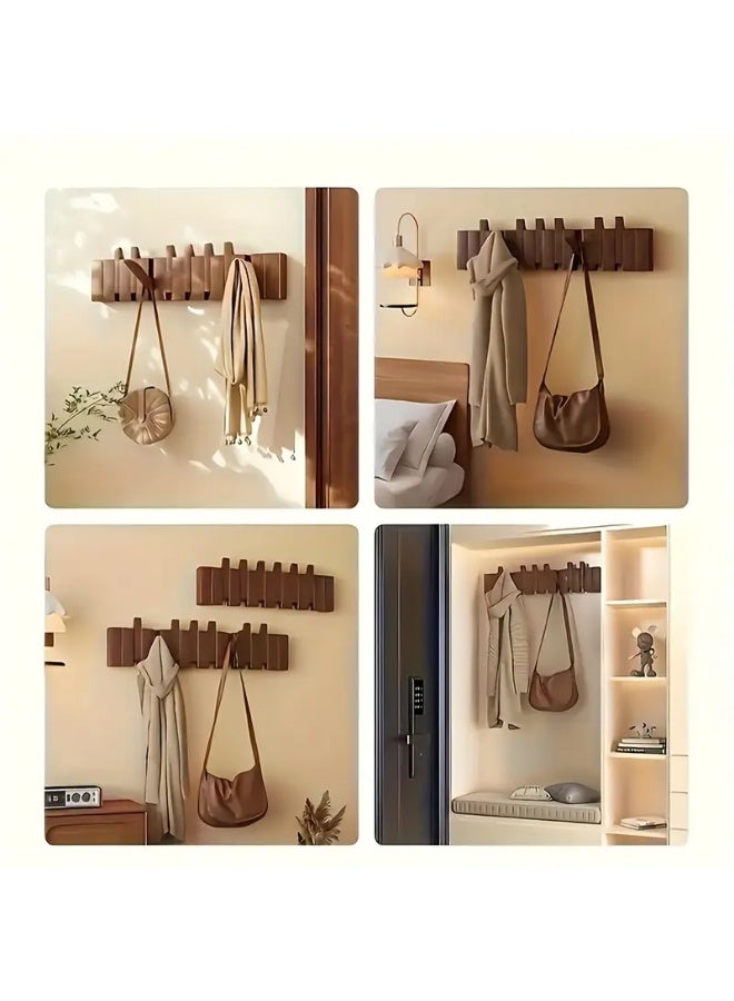 uoobox Creative Piano Key Wall Rack, Wall Mounted Coat Hook,  Hanging Storage Rack, Solid Wood Clothes Hanger, Hat Rack, For Bedroom, Entryway, Foyer, Mudroom, Wall Decor Aesthetic Room Decor  - Image 2