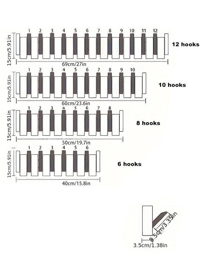 يو أو أو بوكس رف حائط إبداعي على شكل مفتاح بيانو، خطاف تعليق للمعاطف، رف تخزين معلق قابل للطي، شماعة ملابس من الخشب الصلب، رف قبعات، مناسب لغرفة النوم، المدخل، البهو، غرفة الطين، ديكور حائطي، ديكور غرفة جمالي - Image 2