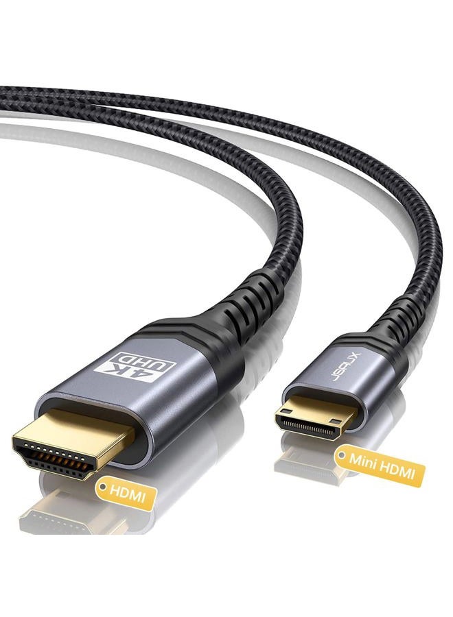 jsaux Mini HDMI to HDMI Cable 1M, [Aluminum Shell, Braided] High Speed 4K 60Hz HDMI 2.0 Cord, Compatible with Camera, Camcorder, Tablet and Graphics/Video Card, Laptop, Raspberry Pi Zero W - Grey - Image 1