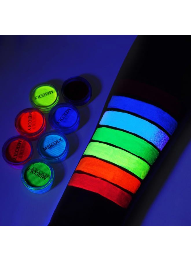 MEICOLY Water Activated Eyeliner, UV Reactive Hydra Eyeliner,7 Cakes Graphic Eye Liner for Adult and Kids, Glow Blacklight Fluorescent Face Body Paint Blue Green Witch Makeup,Neon Eyeliner - Image 3