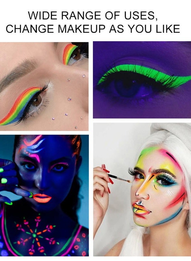 MEICOLY Water Activated Eyeliner, UV Reactive Hydra Eyeliner,7 Cakes Graphic Eye Liner for Adult and Kids, Glow Blacklight Fluorescent Face Body Paint Blue Green Witch Makeup,Neon Eyeliner - Image 2