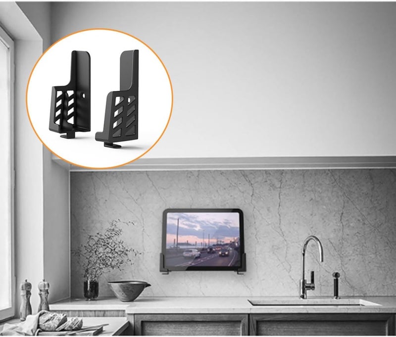Vaguelly Adjustable Dual Slot Abs Tablet and Phone Holder Stand for Desktop and Wall Mount, Black, Compatible with Mobile Phones and Tablets for Video and Office Use - Image 5
