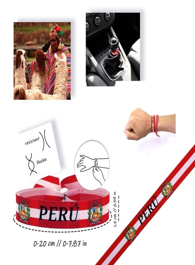BDM - Pulsera Bandera de Perú, Accesorio Ajustable y Lavable, Bordado de Tela HD, Orgullo Peruano, Machu Picchu, Cusco, Lima - Modelo 1 - Image 2