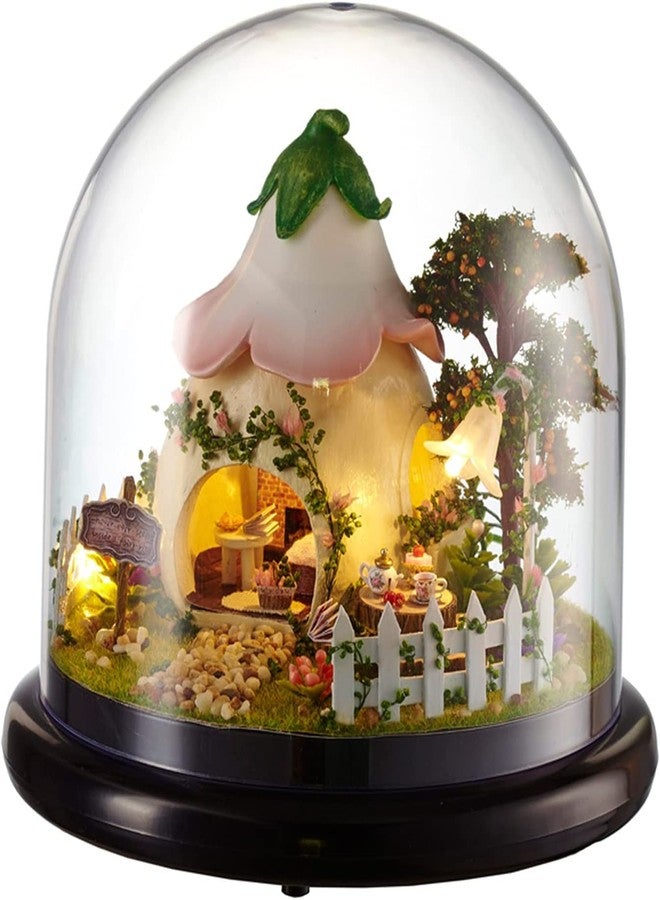 CUTEROOM DIY Miniature Dollhouse Kit Handmade Doll Houses Kit Plastic Dust Cover Snow House Kit LED Light & Music Box (B015) - Image 1