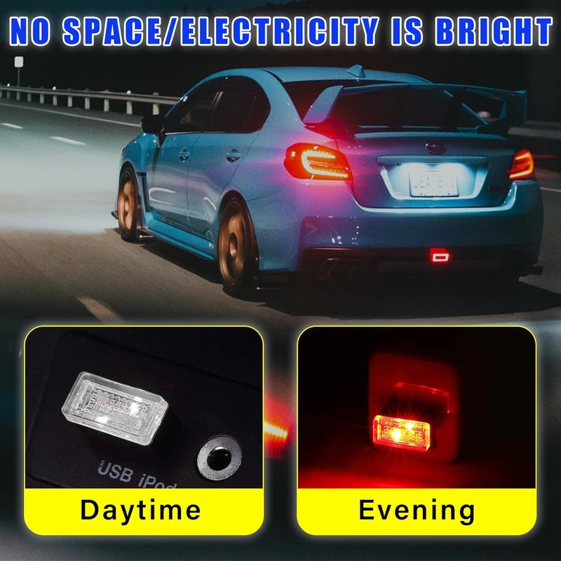 Augeny 4 قطع مصباح LED داخلي للسيارة بمنفذ USB، ضوء ليلي زخرفي قابس USB، مجموعة إضاءة محيطة محمولة للسيارة، إكسسوارات داخلية عالمية للسيارة لمعظم السيارات (أحمر) - Image 4