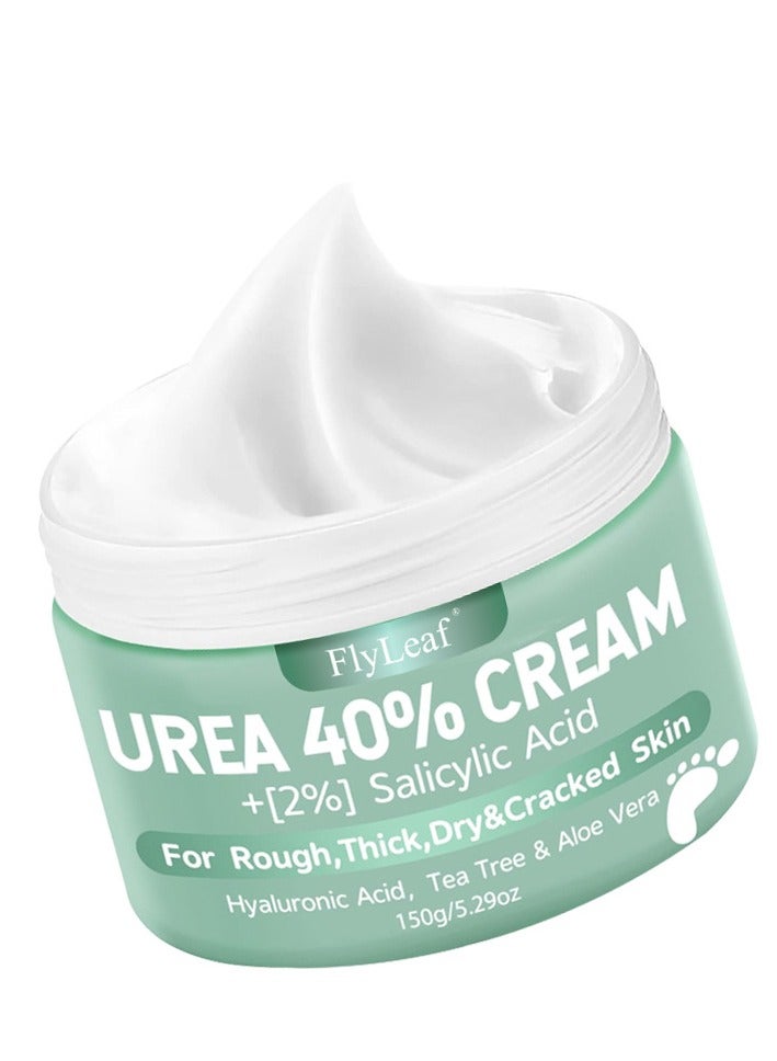 Fly Leaf Urea Cream 40 Percent for feet Plus 2% Salicylic Acid 5.29 oz || Maximum Strength for Dry ed Heels, Foot, Hands, Knees, Elbows Repair, and Deep Moisturizes, Callus Remover and Soften - Image 1