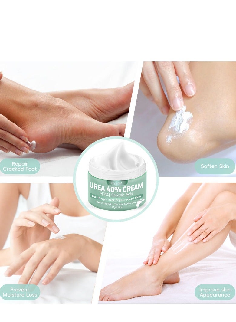 Fly Leaf Urea Cream 40 Percent for feet Plus 2% Salicylic Acid 5.29 oz || Maximum Strength for Dry ed Heels, Foot, Hands, Knees, Elbows Repair, and Deep Moisturizes, Callus Remover and Soften - Image 4
