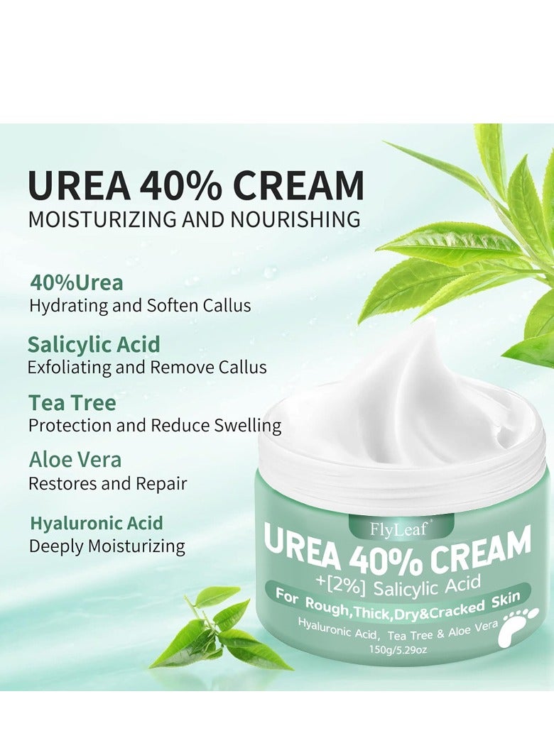 Fly Leaf Urea Cream 40 Percent for feet Plus 2% Salicylic Acid 5.29 oz || Maximum Strength for Dry ed Heels, Foot, Hands, Knees, Elbows Repair, and Deep Moisturizes, Callus Remover and Soften - Image 3