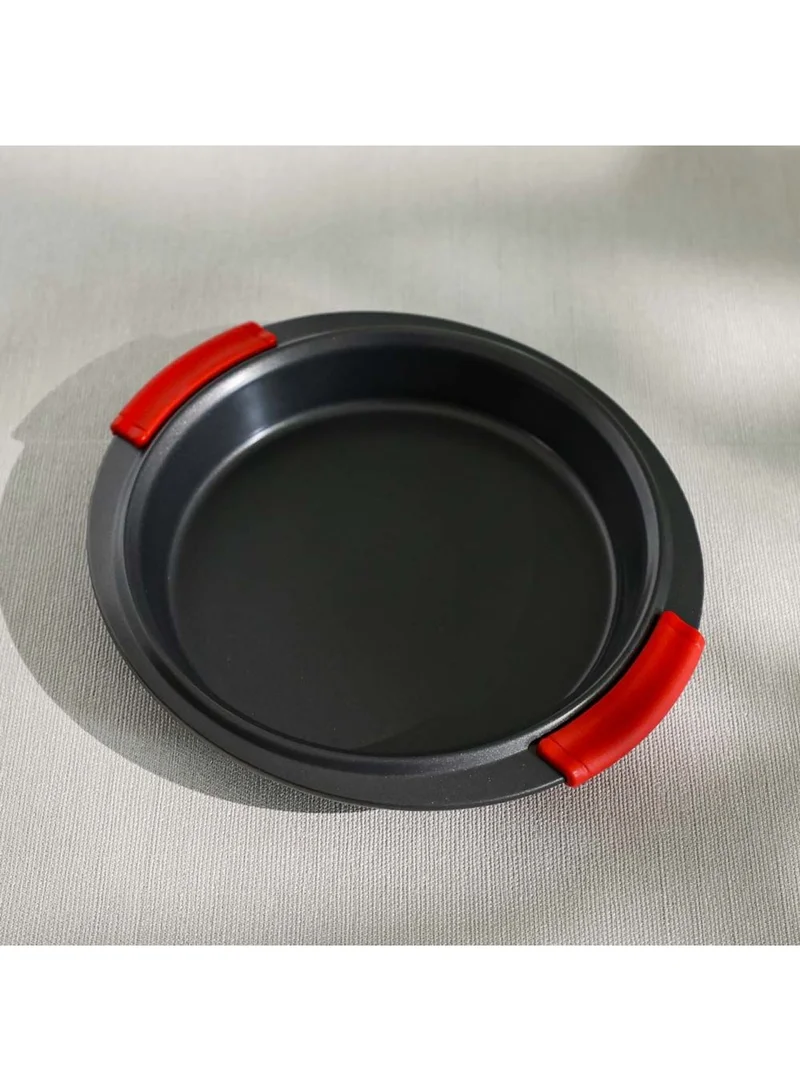 DANUBE HOME Bake Me Happy Round Pan With Silicone Handle Carbon Steel 0.8Mm 29.5X27X4Cm