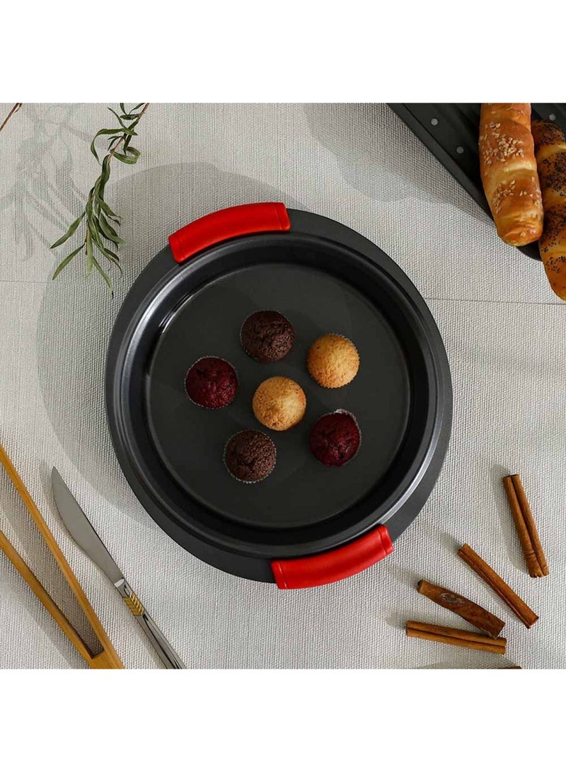 DANUBE HOME Bake Me Happy Round Pan With Silicone Handle Carbon Steel 0.8Mm 29.5X27X4Cm - Image 3