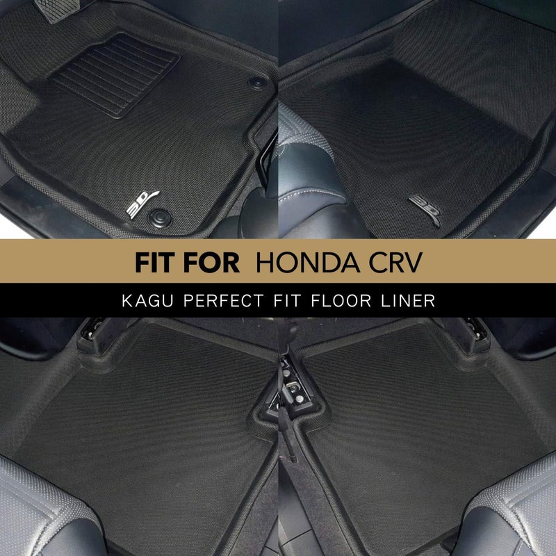 3D MAXpider Kagu Series All-Weather Floor Mats for Honda CR-V 2017-2022 (1st & 2nd Row, Black) - Image 2