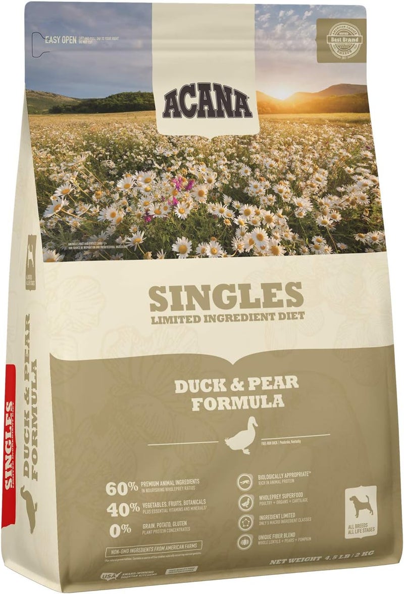 ACANA Singles Duck and Pear Recipe 45lbs Limited Ingredient Diet Dry Dog Food - Image 1