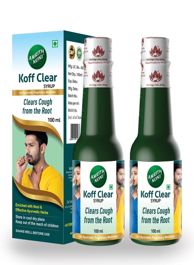 Amrith Noni Koff Clear SugarFree 100ml - Ayurvedic Cough Syrup with Noni, Brihati, Kantakari, Pushkara, Naagavalli & Other Powerful Herbs for Effective Relief (Pack Of 2) - Image 1