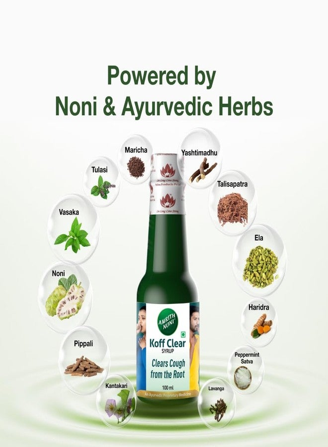 Amrith Noni Koff Clear SugarFree 100ml - Ayurvedic Cough Syrup with Noni, Brihati, Kantakari, Pushkara, Naagavalli & Other Powerful Herbs for Effective Relief (Pack Of 2) - Image 3