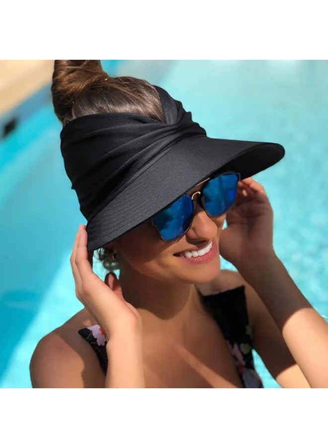 Muryobao Womens Sun Visor Hat Wide Brim Summer UPF 50+ UV Protection Beach Sport Cap - Image 5