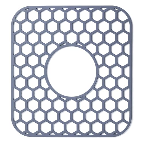 Bestjing Silicone Sink Protectors for Kitchen Sink with Center Drain - 12" x 11" Kitchen Grid Accessory, Non-Slip Heat-Resistant Mat for Bottom of Porcelain Stainless Steel, Dishwasher Safe - Image 1