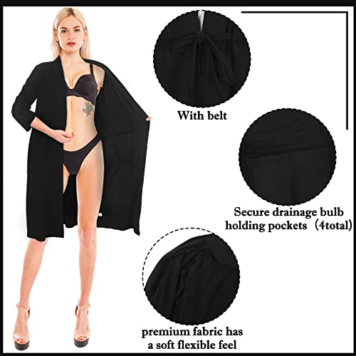 Bonuci Recovery Robe Post Mastectomy Breast Cancer Gift Women Breast Surgery Robe with Internal Pockets for Post Operative (Large) - Image 3