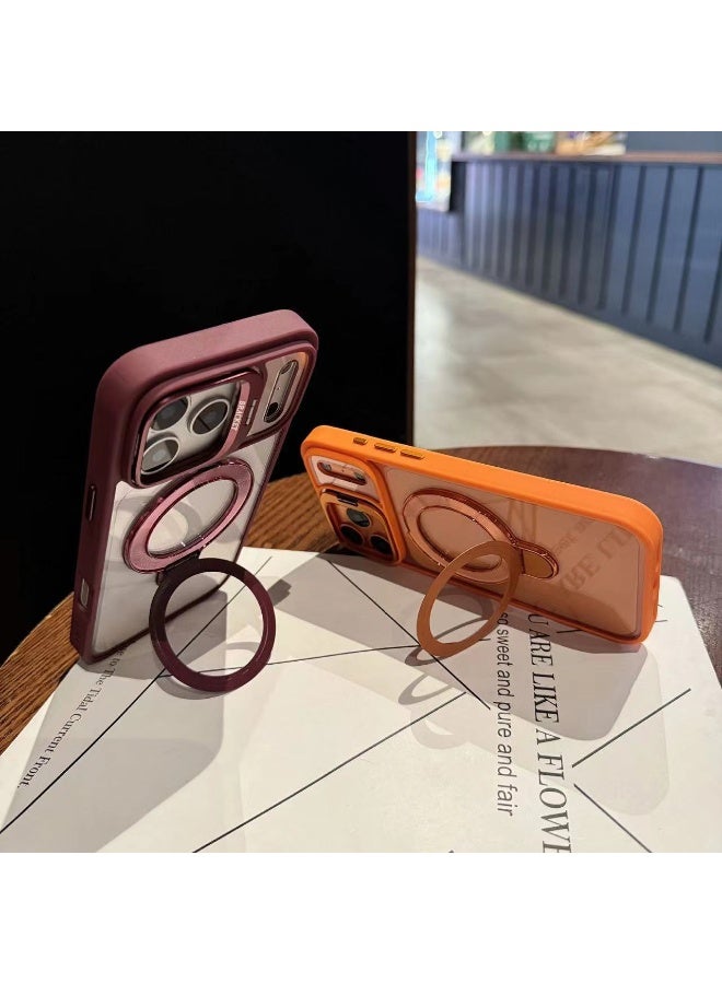 غلاف آيفون 17 برو ماكس المغناطيسي الشفاف بمغطاء العدسة والحامل المزدوج - غلاف واقٍ صادم للصدمات متوافق مع ماج سيف (أزرق) - Image 3