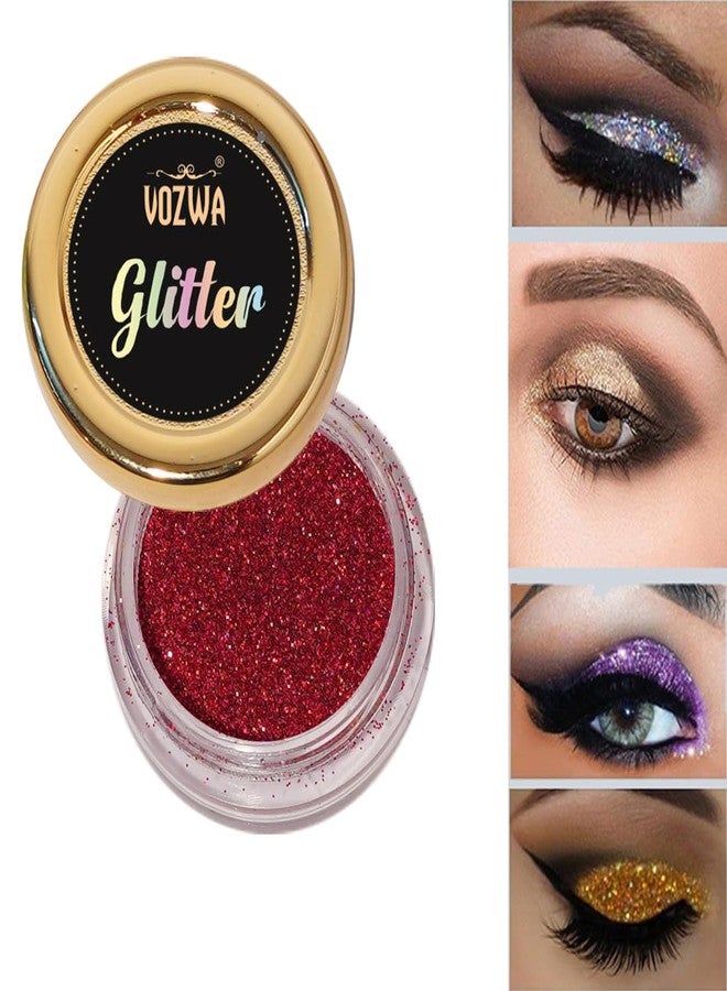 Vozwa Black Beauty Eyeshadow Chunky Glitter and Holographic Red Eye Glitter - Image 3