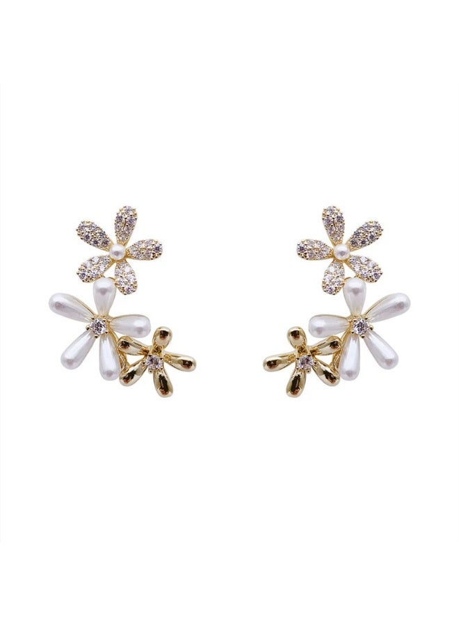 Goolsky Delicate Micro-Set Floral Earrings for Women – Elegant Sweet Versatile Jewelry, S925 Silver/Hypoallergenic Posts, Micro-Crystal/Zircon Petals, Office Dates Casual Gatherings Daily Wear - Image 1