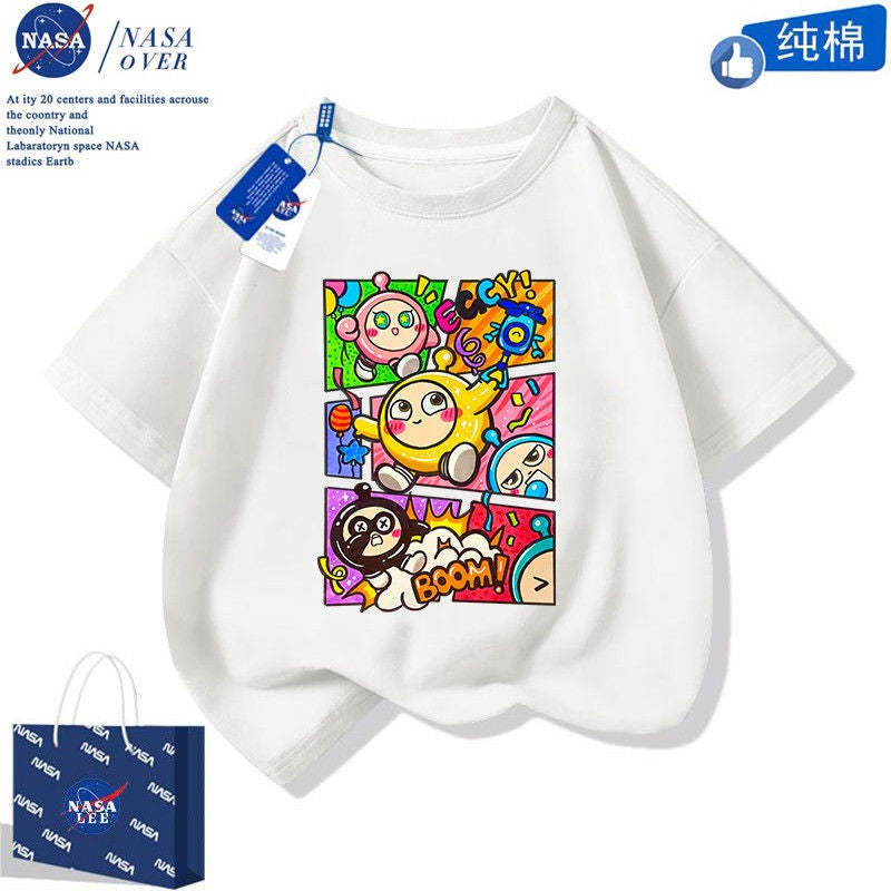 Four-Palace Comic Style Pure Cotton Short-Sleeved Cute Egg Party T-Shirt Men'S And Women'S Big Children'S Fashionable Casual Wear - Image 3