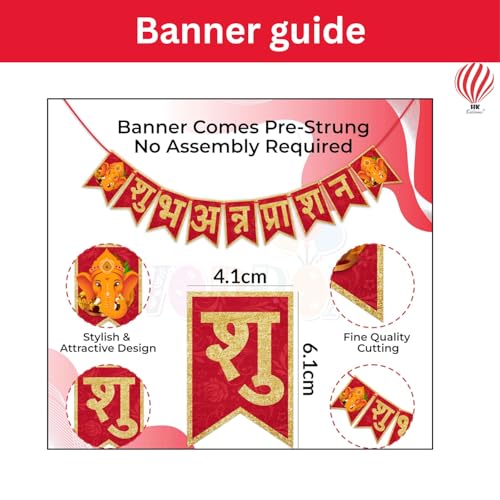HK Balloons 69Pcs shubh annaprashan decoration items With Photo Booth Paper Props For Rice Ceremony Decorations Backdrop Set - Image 3