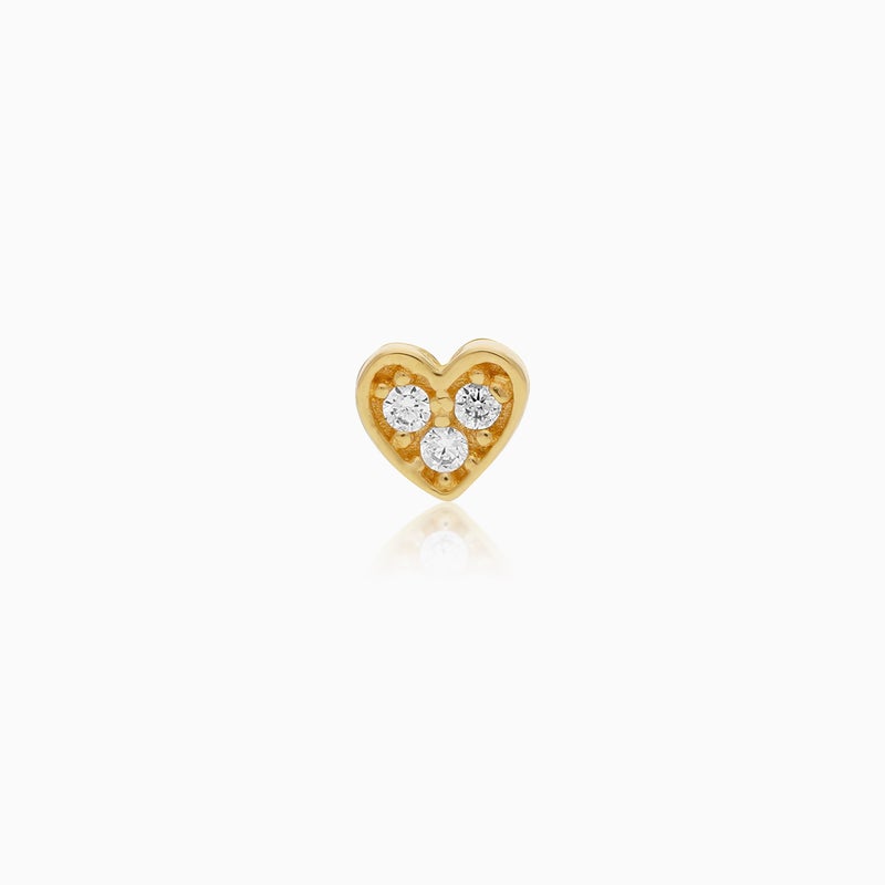 Jawhara Jewellery ثقب على شكل قلب من الذهب الأصفر عيار 18 قيراط للنساء مع زركون، أقراط ذهبية أنيقة، مجوهرات فاخرة، ثقب يومي بسيط من مجموعة ثقب جوهرة بواسطة مجوهرات جوهرة - Image 1