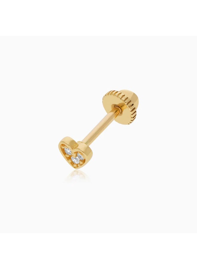 Jawhara Jewellery ثقب على شكل قلب من الذهب الأصفر عيار 18 قيراط للنساء مع زركون، أقراط ذهبية أنيقة، مجوهرات فاخرة، ثقب يومي بسيط من مجموعة ثقب جوهرة بواسطة مجوهرات جوهرة - Image 2