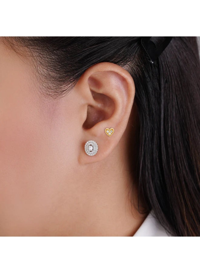 Jawhara Jewellery ثقب على شكل قلب من الذهب الأصفر عيار 18 قيراط للنساء مع زركون، أقراط ذهبية أنيقة، مجوهرات فاخرة، ثقب يومي بسيط من مجموعة ثقب جوهرة بواسطة مجوهرات جوهرة - Image 3