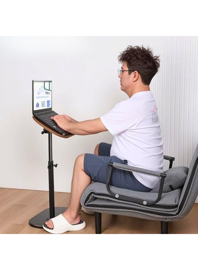 طاولة جانبية قابلة للتعديل على شكل حرف C مع اثاث صغير دوار افقي بزاوية 360 درجة ينزلق تحت الكنبة والسرير بتصميم عصري موفر للمساحة لغرفة المعيشة وغرفة النوم واللابتوب والوجبات الخفيفة - Image 1