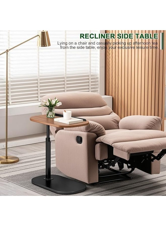 طاولة جانبية قابلة للتعديل على شكل حرف C مع اثاث صغير دوار افقي بزاوية 360 درجة ينزلق تحت الكنبة والسرير بتصميم عصري موفر للمساحة لغرفة المعيشة وغرفة النوم واللابتوب والوجبات الخفيفة - Image 5