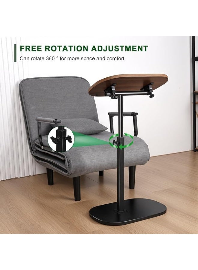 طاولة جانبية قابلة للتعديل على شكل حرف C مع اثاث صغير دوار افقي بزاوية 360 درجة ينزلق تحت الكنبة والسرير بتصميم عصري موفر للمساحة لغرفة المعيشة وغرفة النوم واللابتوب والوجبات الخفيفة - Image 3