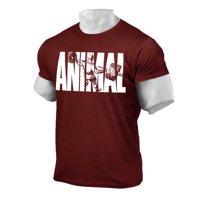 Generic Mens clothing 2020 new fitness sports casual cotton European and American fashion fashion clothing personalized letter short sleeve t-shirt Wine red