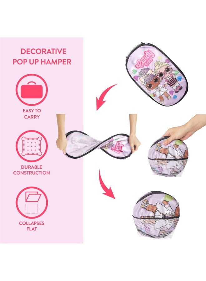 Idea Nuova LOL Surprise Pop Up Hamper with Durable Carry Handles, 21'' H x 13.5'' W X 13.5'' L, Lol Surprise/Light Pink - Image 3
