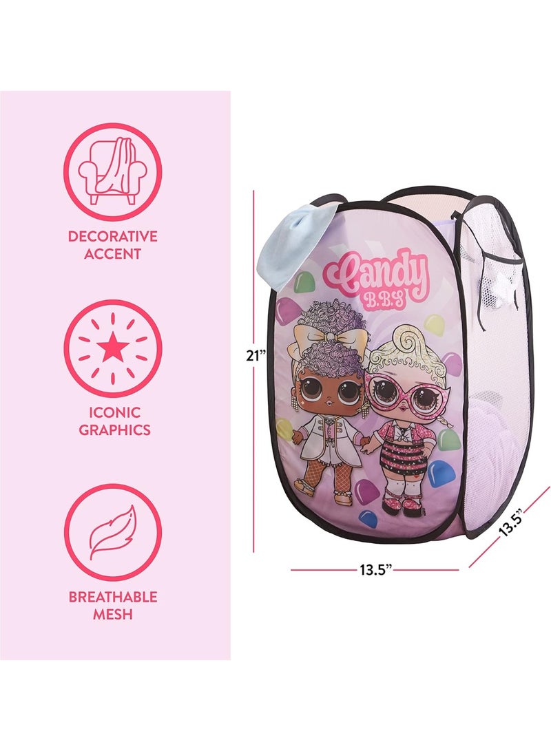 Idea Nuova LOL Surprise Pop Up Hamper with Durable Carry Handles, 21'' H x 13.5'' W X 13.5'' L, Lol Surprise/Light Pink - Image 4