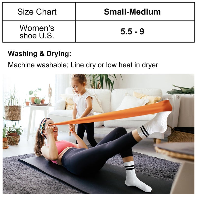 BLONGW Pilates Socks for Women, Non Slip Grip Socks for Yoga, Barre, Hospital, Grippy Socks Womens Gifts Home Workout Dance Ballet Gym Outfits Sticky Barefoot Slipper Non Skid White Socks, 4 Pack - Image 5
