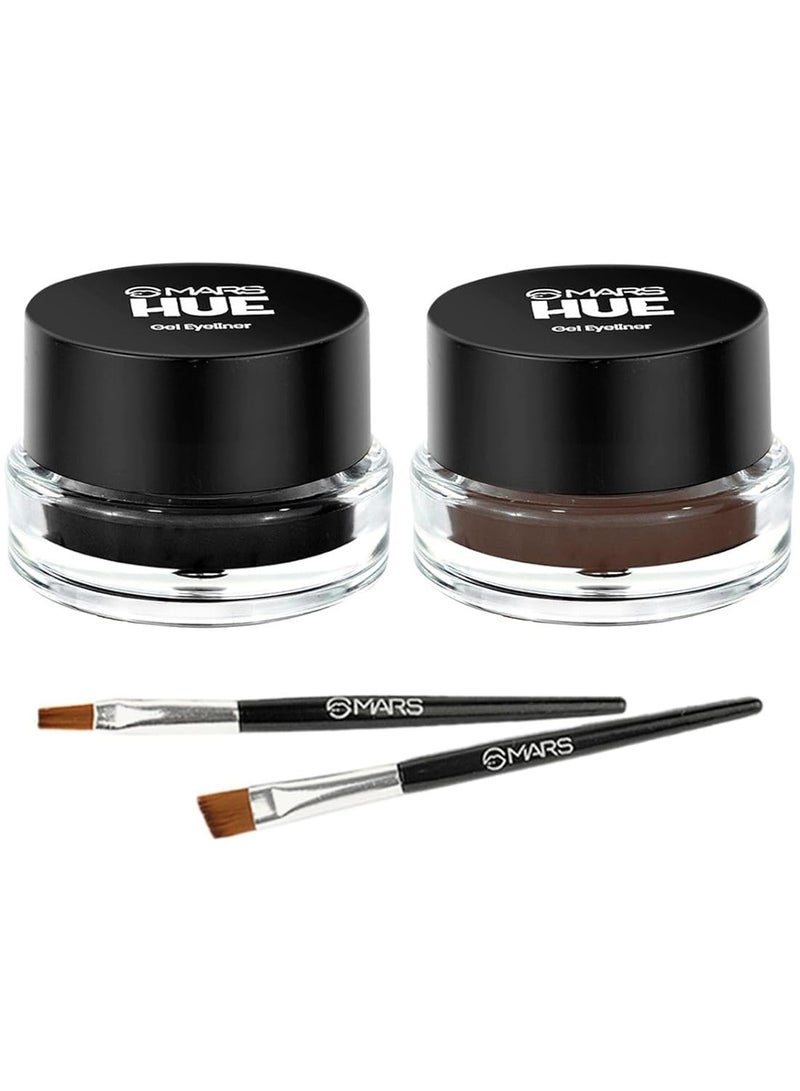 مارس محدد عيون جل 2 في 1 من مارس باللونين الأسود والبني، تركيبة مقاومة للماء والتلطخ تبقى حتى 24 ساعة | تأتي مع فرشتين بلمسة نهائية مطفأة اللمعة 6.0 جم - Image 1