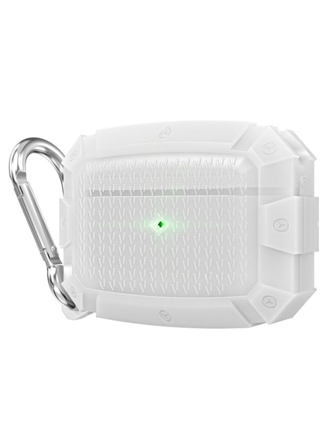 Raxoom Case Cover For AirPods Pro Shield Armor Waterproof Wireless Earphone Protective Case with Carabiner Fluorescent White