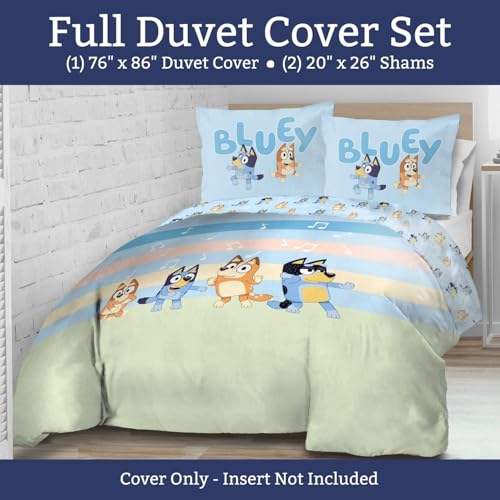 Jay Franco Kids Duvet Cover Set – 3 Piece Super Soft Bedding with Sham Pillowcase, Cover ONLY Comforter Not Included, Multi - Bluey, Full - Image 2
