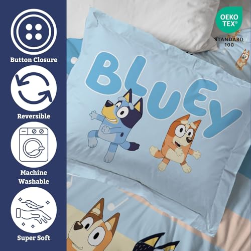 Jay Franco Kids Duvet Cover Set – 3 Piece Super Soft Bedding with Sham Pillowcase, Cover ONLY Comforter Not Included, Multi - Bluey, Full - Image 3