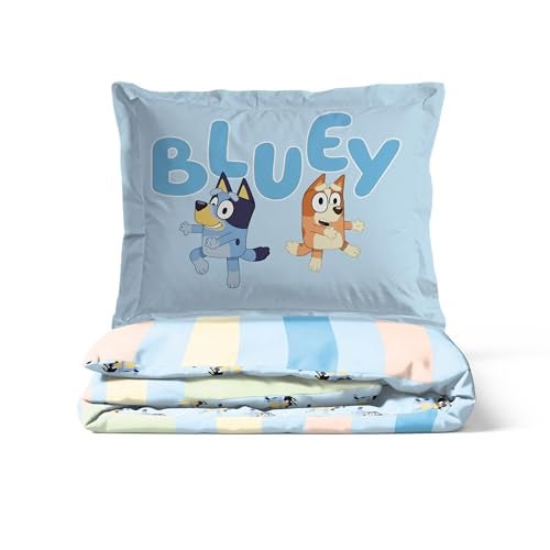 Jay Franco Kids Duvet Cover Set – 3 Piece Super Soft Bedding with Sham Pillowcase, Cover ONLY Comforter Not Included, Multi - Bluey, Full - Image 4