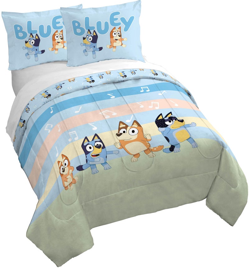 Jay Franco Kids Duvet Cover Set – 3 Piece Super Soft Bedding with Sham Pillowcase, Cover ONLY Comforter Not Included, Multi - Bluey, Full - Image 1