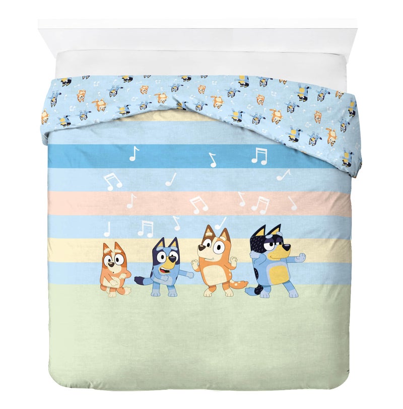 Jay Franco Kids Duvet Cover Set – 3 Piece Super Soft Bedding with Sham Pillowcase, Cover ONLY Comforter Not Included, Multi - Bluey, Full - Image 5