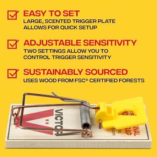 Victor Mouse Traps M035-12, Plastic Pedal, Sustainably Sourced FSC Wood, Wooden Mouse Traps, 12 Pack - Image 3