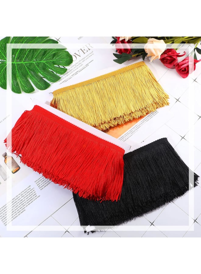 15 Yards 3 Pieces Long Fringe Trim Tassel Lace Polyester Fiber Tassel 4 Inch Wide 3 Colors Ribbon Fringe Trim Lace for Curtains Clothes Accessories and Latin Wedding Dress and DIY Lamp Decorations  - Image 4