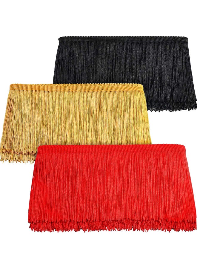 15 Yards 3 Pieces Long Fringe Trim Tassel Lace Polyester Fiber Tassel 4 Inch Wide 3 Colors Ribbon Fringe Trim Lace for Curtains Clothes Accessories and Latin Wedding Dress and DIY Lamp Decorations  - Image 1