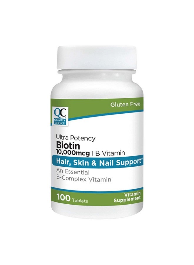 Quality Choice Quality Choice Biotin 10,000 mcg + B Tablets 100 Count Ultra Potency Nail, Skin, & Hair Support - Image 1