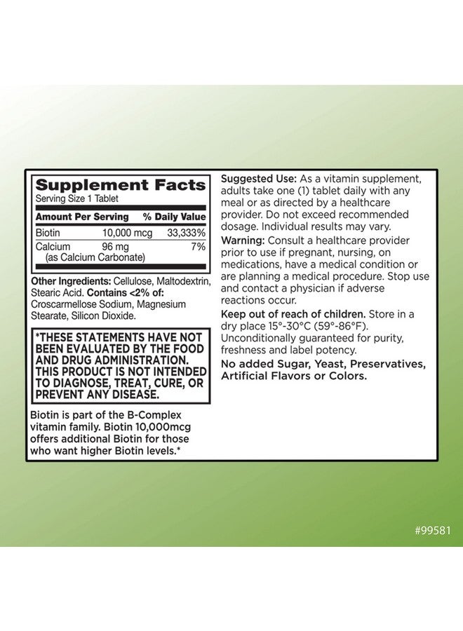Quality Choice Quality Choice Biotin 10,000 mcg + B Tablets 100 Count Ultra Potency Nail, Skin, & Hair Support - Image 2